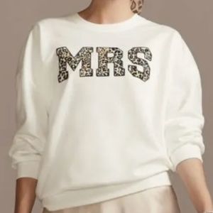 Crew Neck Bridal Ivory Sweatshirt. MRS Leopard Block Letters